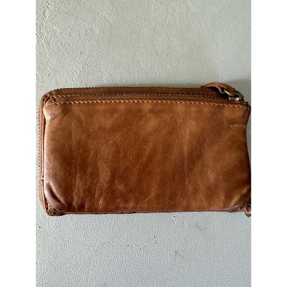 Women’s Boho Distressed Perforated Brown Leather Wallet - Picture 6 of 16